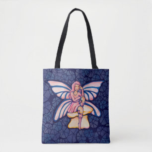 Tote Bag Fées d'aquarelle de champignons roses Fées