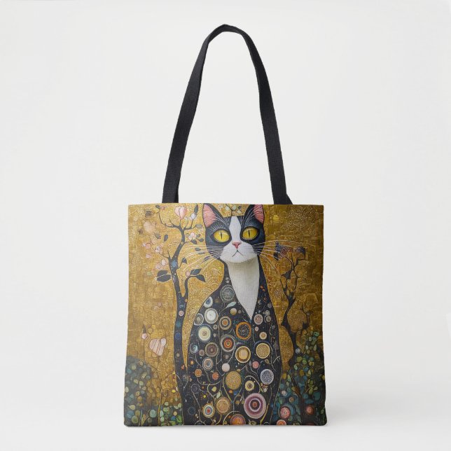 Tote Bag Feline céleste en or (Devant)