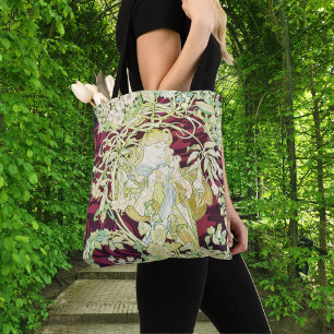 Tote Bag Femme à marguerite - Mucha daisy textile repro