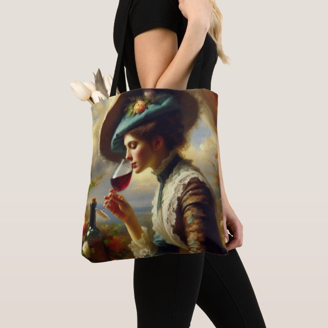 Tote Bag Femme aimante du vin (De près)