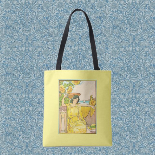 Tote Bag Femme Art Nouveau avec des tournesols (Créateur téléchargé)
