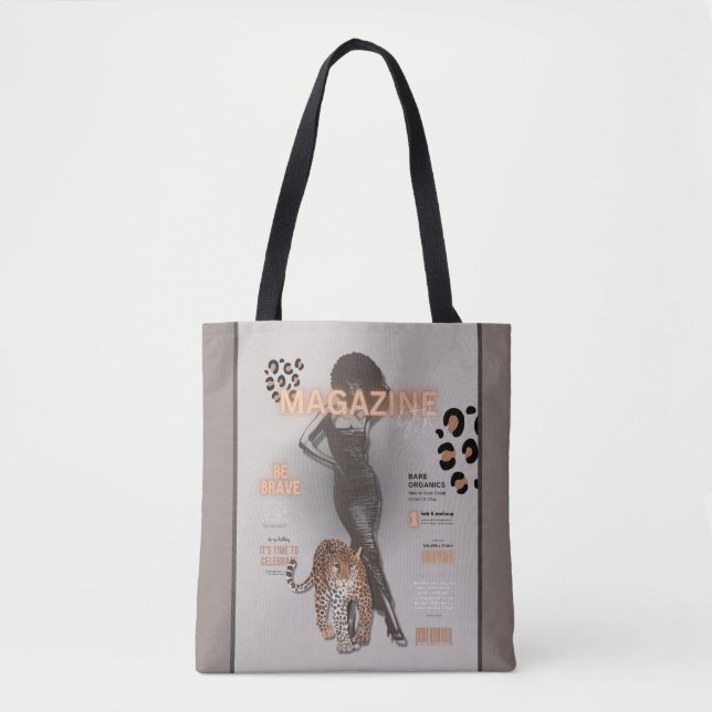 Tote Bag Femme avec afro & léopard Fourre-tout (Devant)