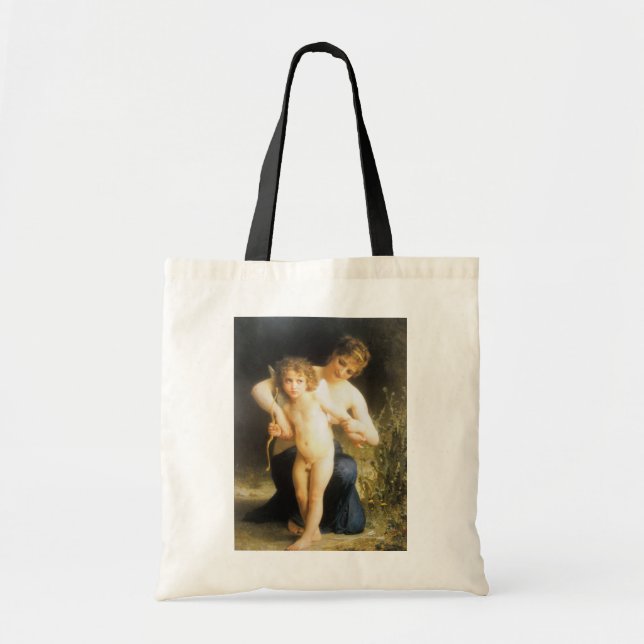 Tote Bag Femme avec Cupidon, Bouguereau (Devant)