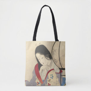 Tote Bag Femme dans un intérieur par une lampe 1890-1908
