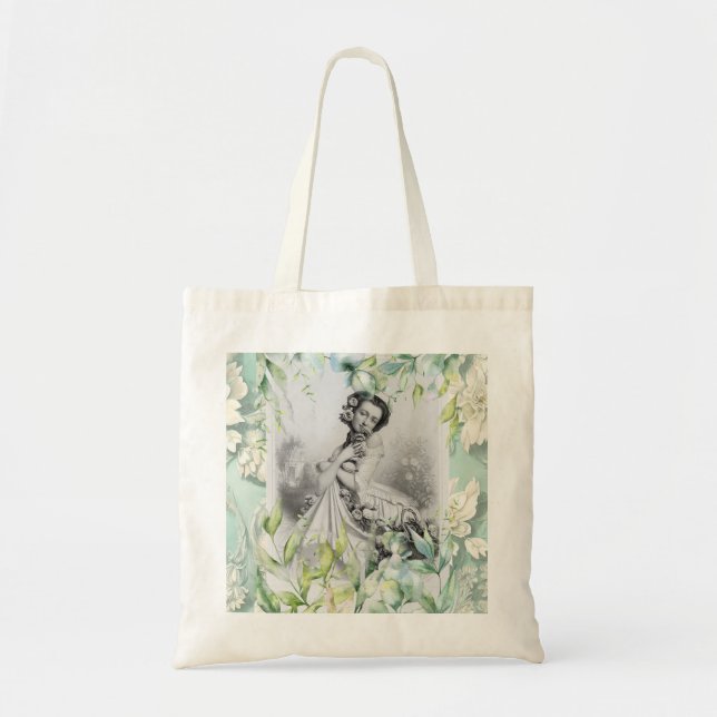 Tote Bag Femme de l'époque géorgienne avec Fleurs et design (Devant)