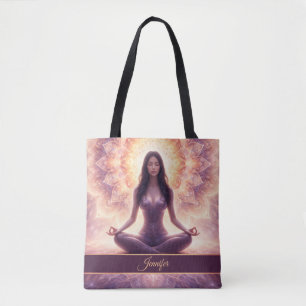 Tote Bag Femme de méditation mandala lumineuse Nom personna