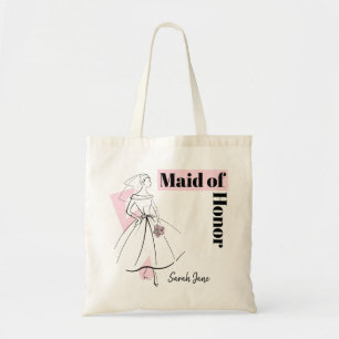 Tote Bag Femme de mode rose femme d'honneur Nom budget four