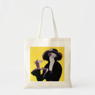 Tote Bag Femme Élégante Vintage Buvant un Thé de l'Après-mi