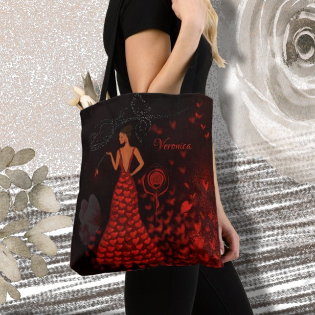Tote Bag Femme en Robe Rouge Artiste (Créateur téléchargé)