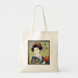 Tote Bag Femme japonaise dans le kimono bleu