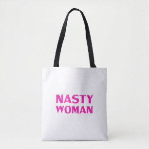 Tote Bag "femme méchante" hot rose magenta fuchsia blanc