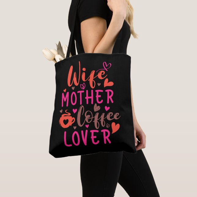 Tote Bag Femme Mère Lover café (De près)