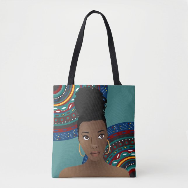 Tote Bag Femme noire, noeud supérieur, inspirée par la trib (Devant)