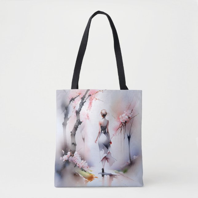 Tote Bag Femme solitaire marchant (Devant)