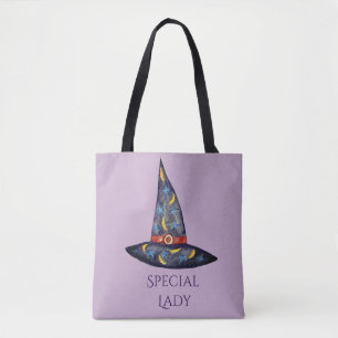 Tote Bag Femme spécialeCasquette de sorcière noire, Étoiles