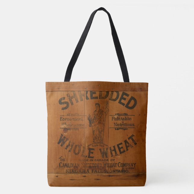 Tote Bag Femme tenant la feuille de blé Antique bois Crate (Devant)