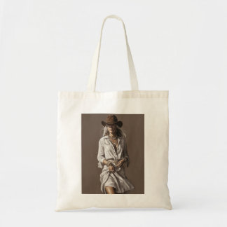 Tote Bag Femme vintage avec accents Boho sur blanc
