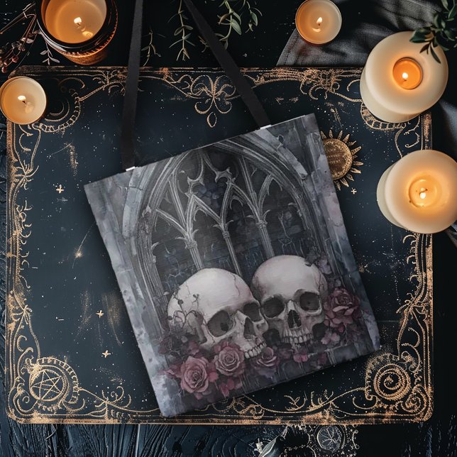 Tote Bag Fenêtres et crânes gothiques (Créateur téléchargé)