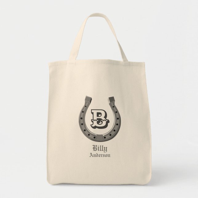 Tote Bag Fer à cheval personnalisé monogramme cowboy (Devant)