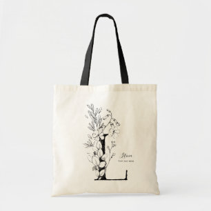 Tote Bag Ferme biologique LETTRE Florale L monogramme