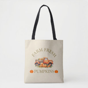 Tote Bag Ferme citrouilles d'aquarelle fraîche automne