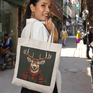 Tote Bag Ferme Rustique Plaid Deer Et Vert