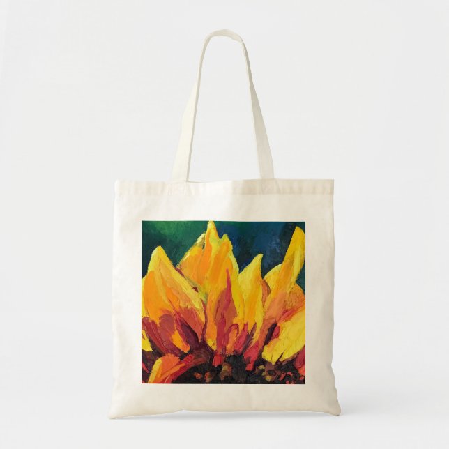Tote Bag Fermer la peinture de tournesol Impasto (Devant)