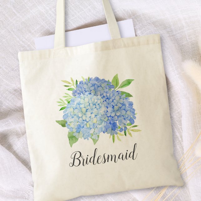 Tote Bag Fermeture de Bridesmaid Floral Blue Hydrangea (Créateur téléchargé)