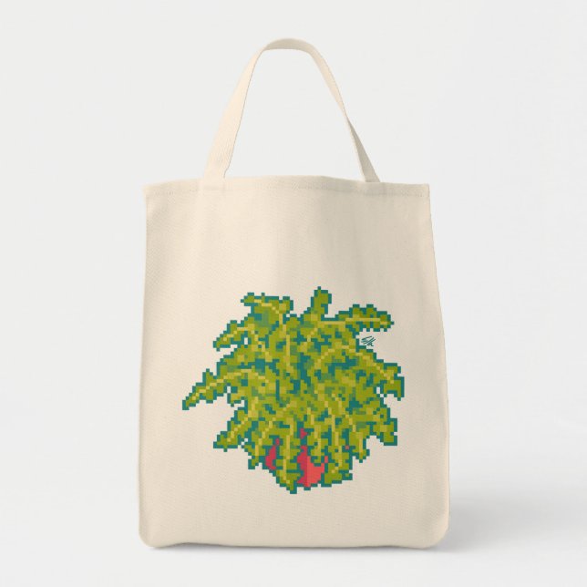 Tote Bag Fern Pixelart, Pixel Art (Devant)