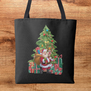 Tote Bag Festif Aquarelle Noël Père Noël
