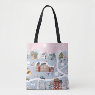 Tote Bag Festif Winter Wonderland : Ville nocturne