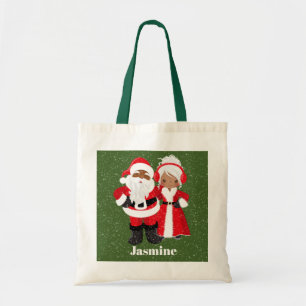 Tote Bag Festive African American Père Noël Mme Claus