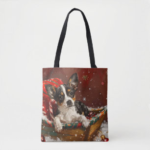 Tote Bag Festive de Noël de chien de Rat Terrier