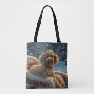 Tote Bag Festive de Noël du chien de caniche