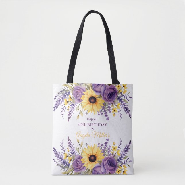 Tote Bag Fête de 60e anniversaire de floraison violette (Devant)