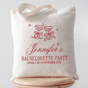 Tote Bag Fête de Bachelorette Calligraphie Élégante Personn