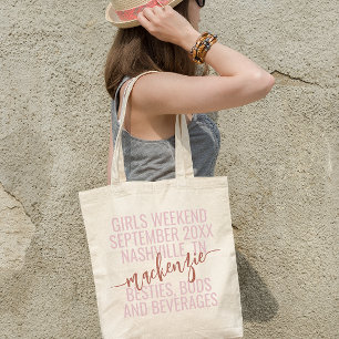Tote Bag Fête de Bachelorette rose moderne filles Getaway