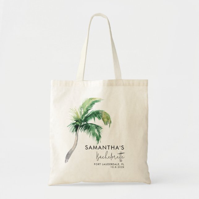 Tote Bag Fête de Bachelorette sur mesure Palmier Tropical (Devant)