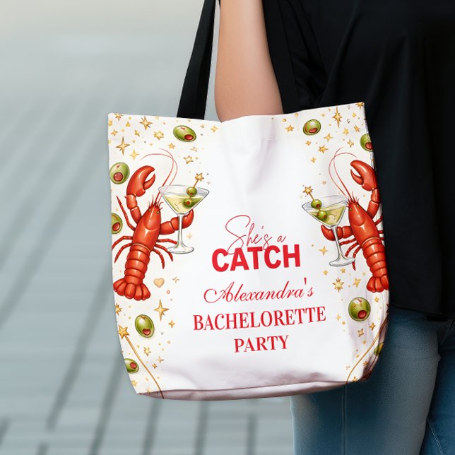 Tote Bag Fête de Fiançailles Côtière Amour de Homard (Créateur téléchargé)