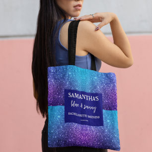 Tote Bag Fête de Fiançailles Paillettes Bleues