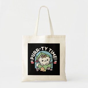 Tote Bag Fête de Noël avec Purr-ty Time Cat