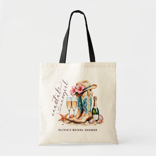 Tote Bag Fête des mariées d'aquarelle moderne Coastal Cowgi (Devant)