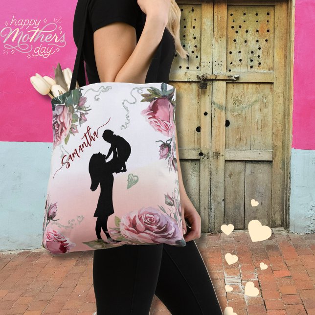 Tote Bag Fête des mères femmes tenant un enfant (Mother's Day women holding a child Tote Bag)