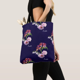 Tote Bag Fête des Mères Florales Bleues