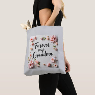 Tote Bag Fête des mères florales pour toujours ma grand-mèr