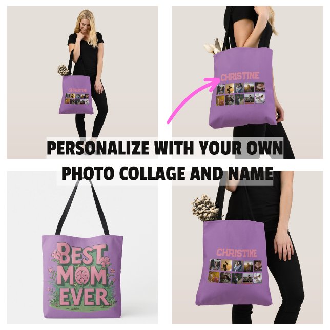 Tote Bag Fête des mères Gifs Photo Collage Maman (Mother's Day Gifs Photo Collage Mom Tote Bag
)