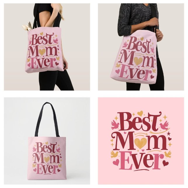 Tote Bag Fête des mères Meilleure maman jamais (Mother's Day Best Mom Ever tote bags)