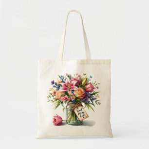Tote Bag Fête des mères Meilleure maman jamais en aquarelle