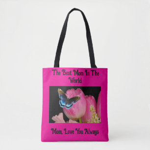 Tote Bag Fête des mères Papillon et fleurs Fourre-tout