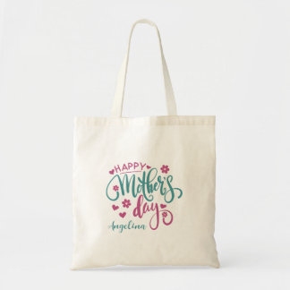 Tote Bag Fête des mères personnalisez-le ! Fleurs Turquoise
